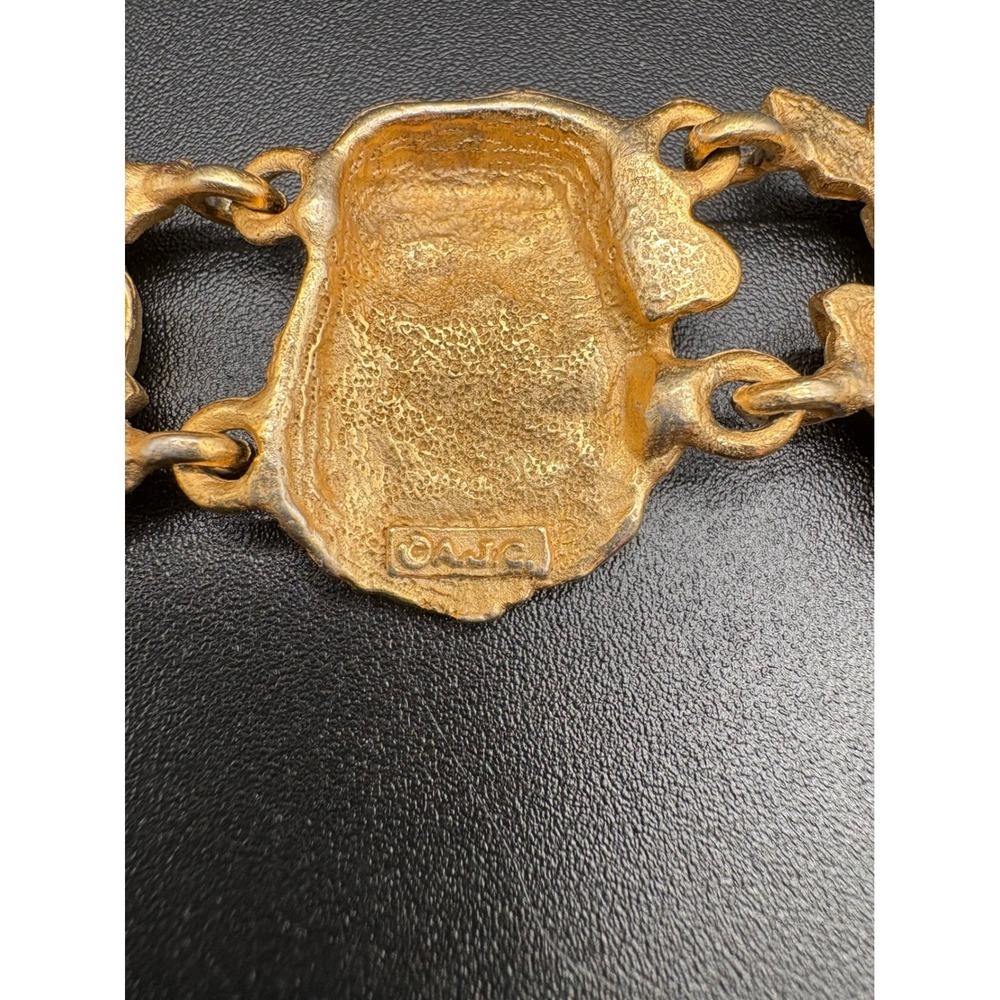 OJC Christmas Charm Bracelet Santa Snowman Bells Holly Gold Tone Vtg - Picture 5 of 8